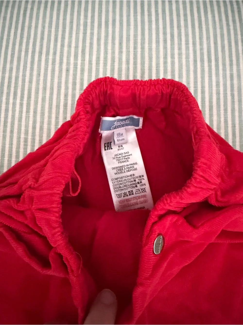 Jacadi Bright Red Corduroy Kids Pants
